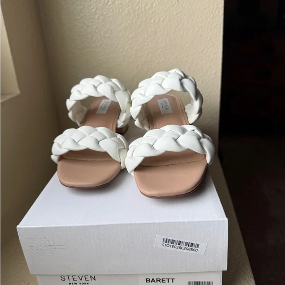 Women's White Braided Sandals - Picture 2 of 3